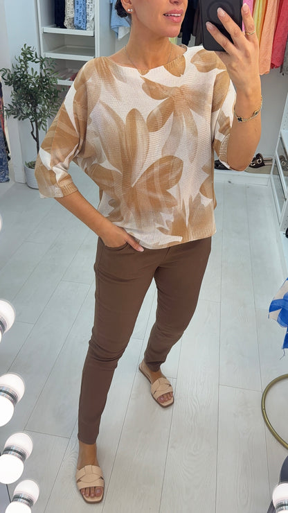 Liviana Abstract Print Batwing Top