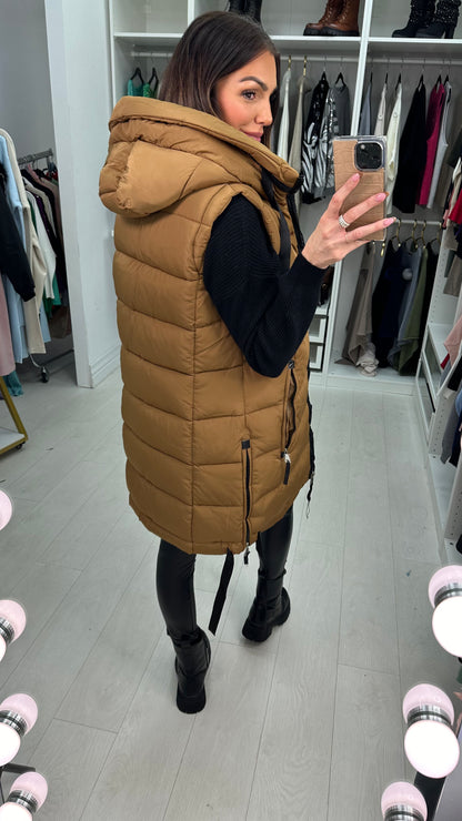 Katlyn Camel Oversized Puffer Gillet Coat