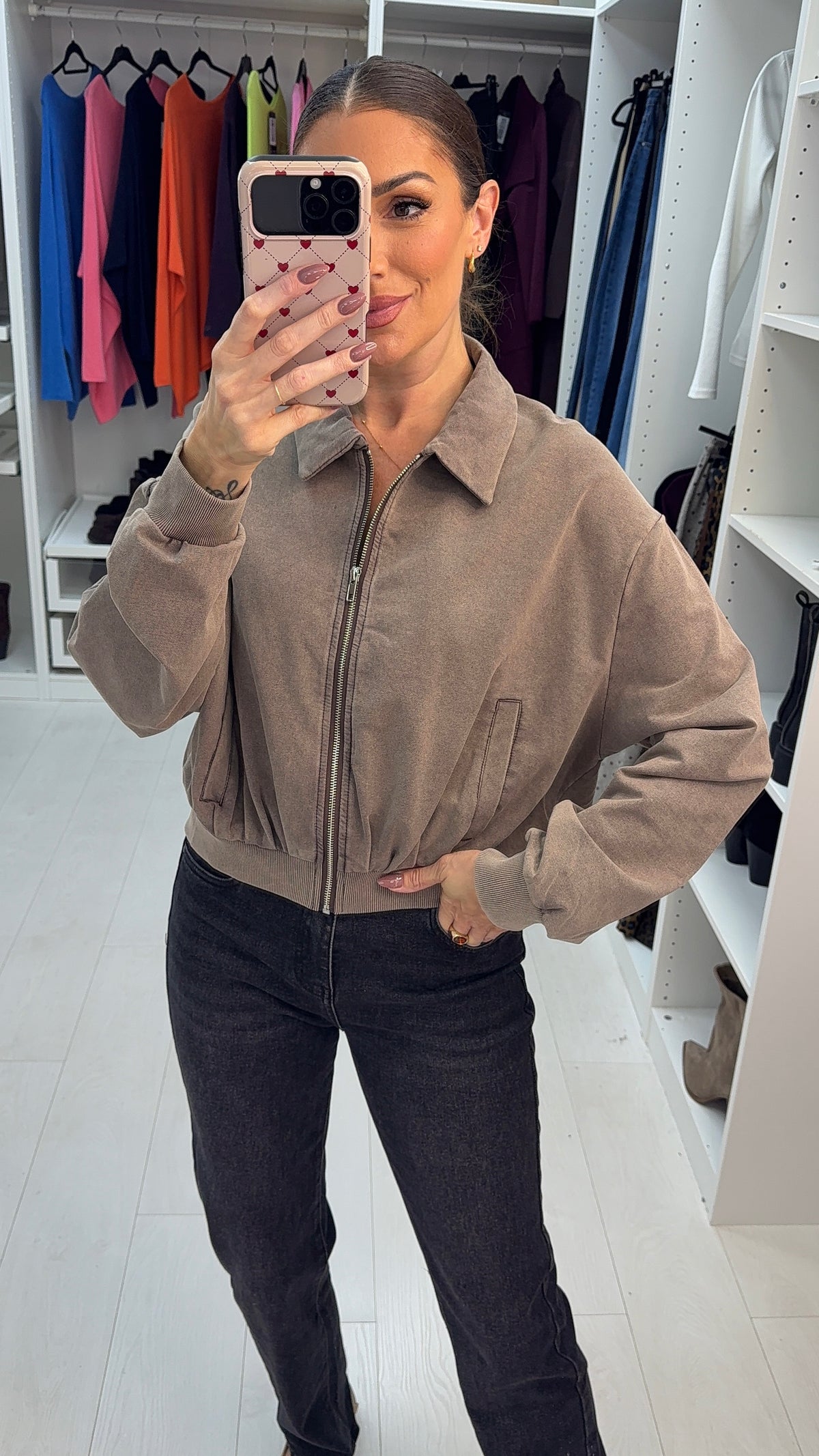 Darby Plain Zip Up Bomber Jacket