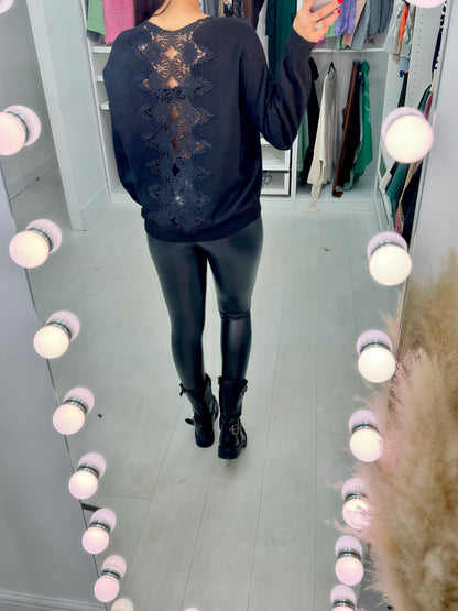 Kianna Crochet Detail Cut Out Back Jumper