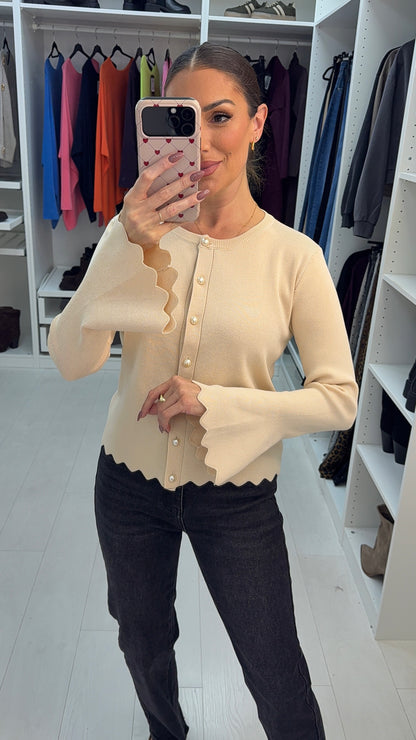 Zahira Pearl Button Front Cardigan