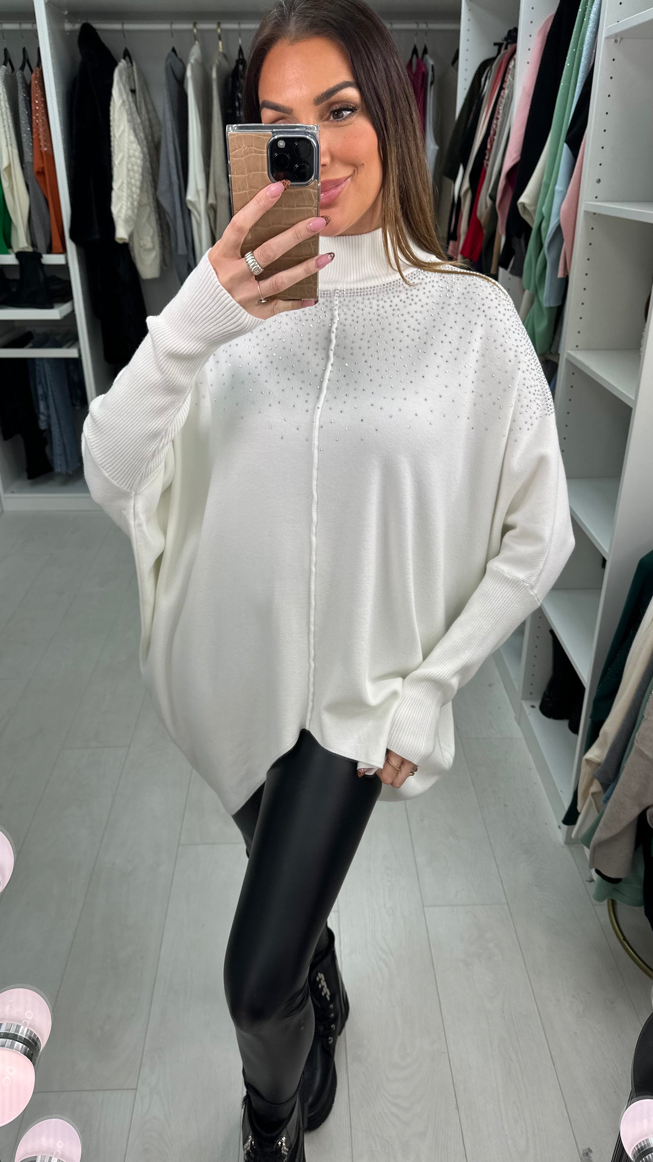 Abriel Scattered Gem High Neck Jumper