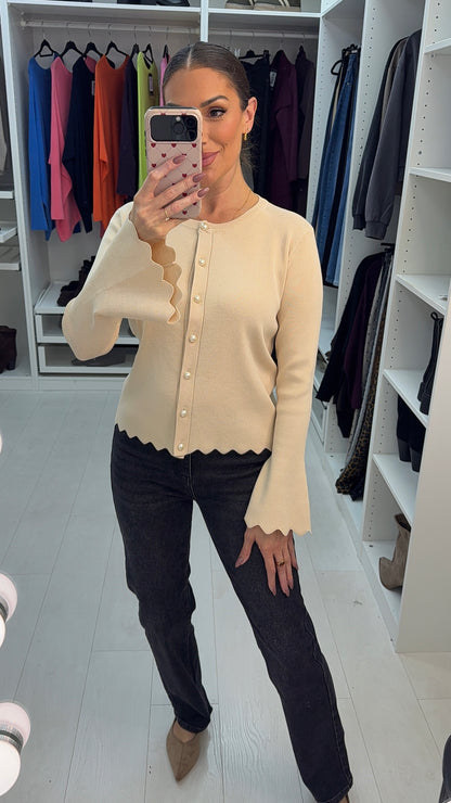 Zahira Pearl Button Front Cardigan