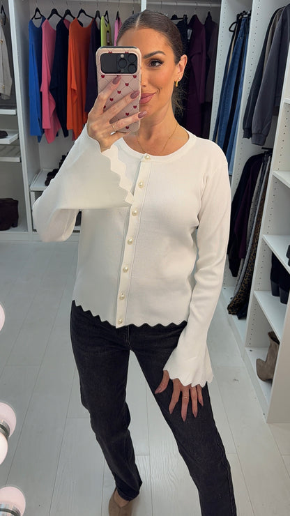 Zahira Pearl Button Front Cardigan
