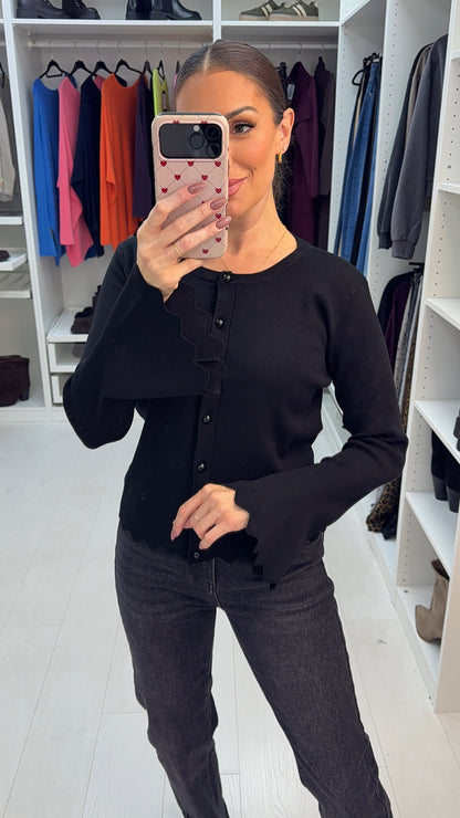 Zahira Pearl Button Front Cardigan