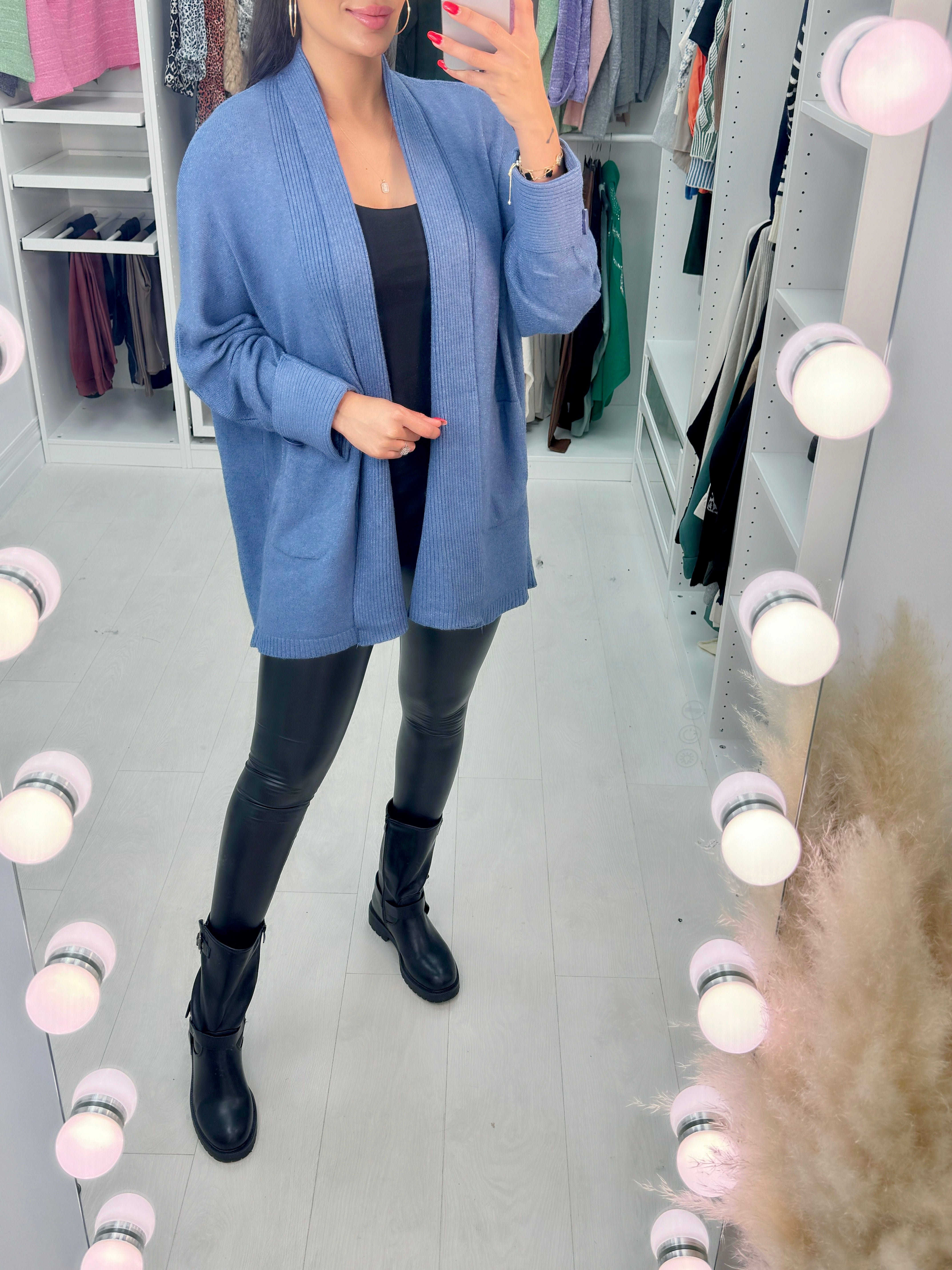 Iesha Rib Knit Button Detail Cardigan