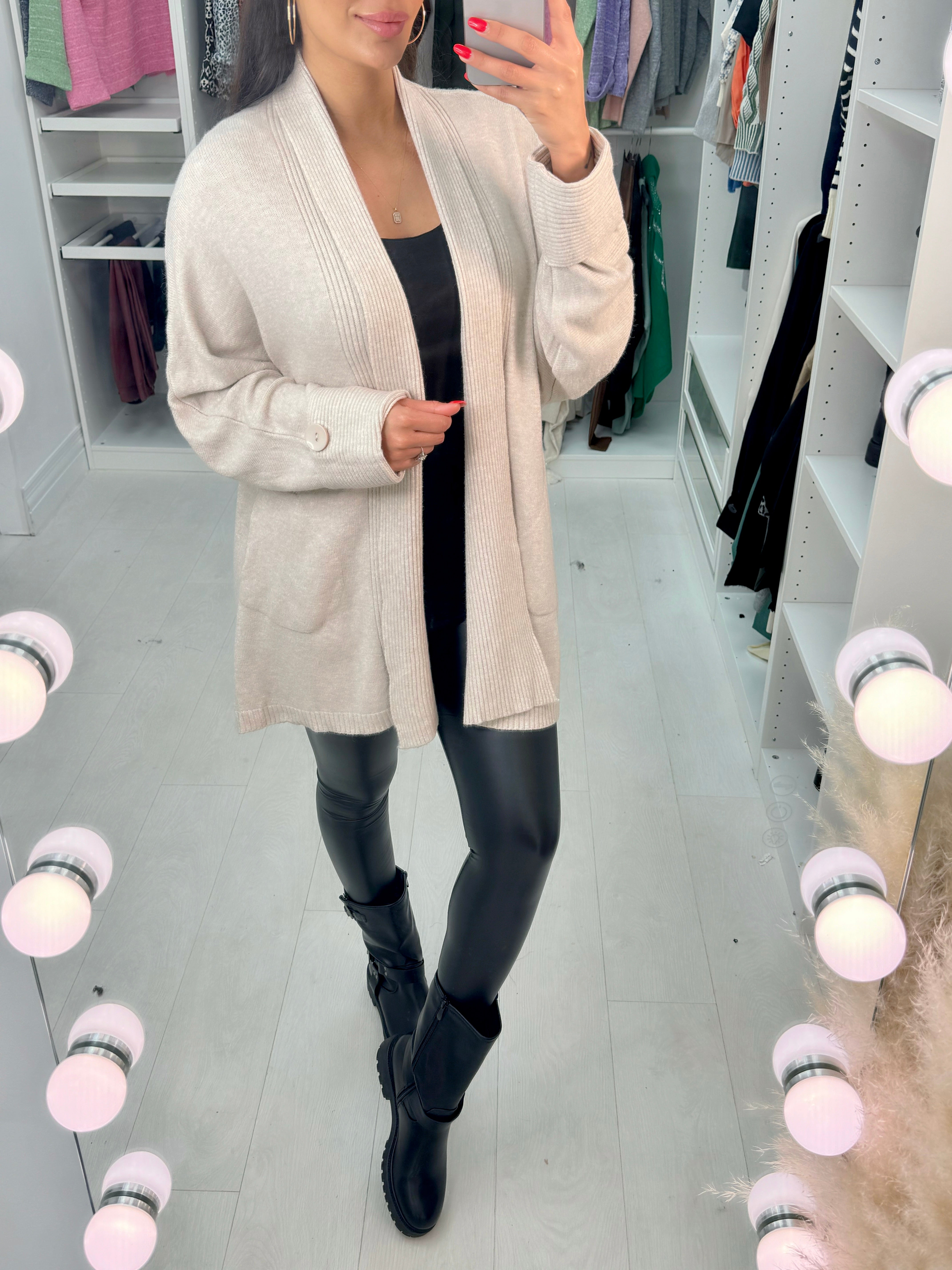 Iesha Rib Knit Button Detail Cardigan