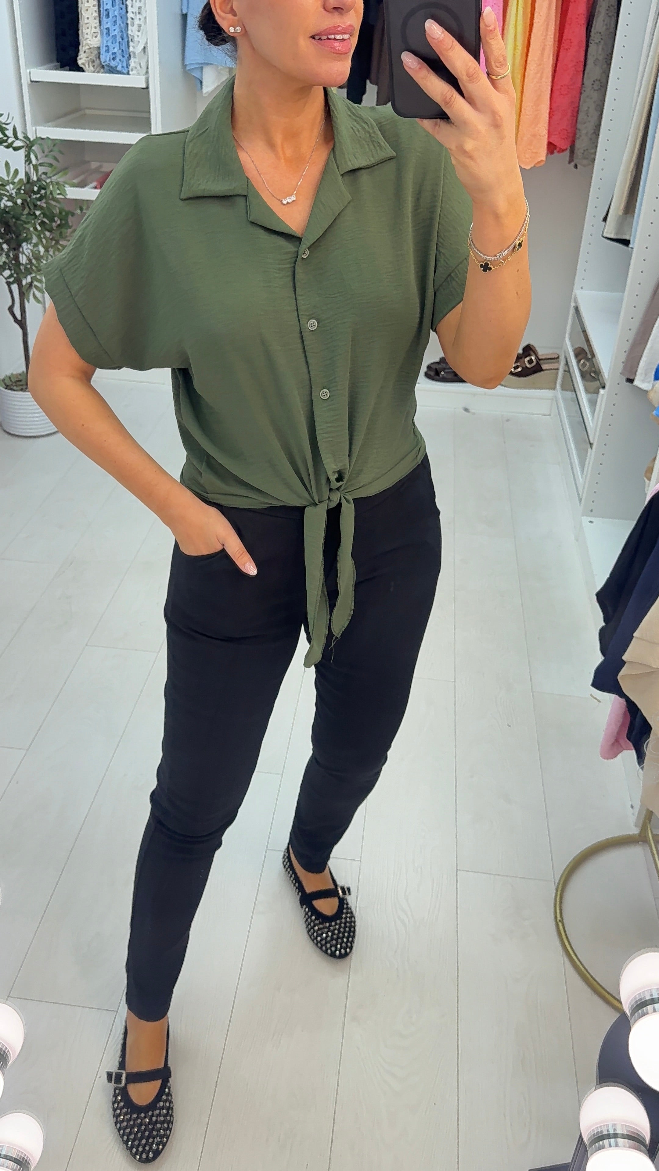 Giovana Plain Tie Front Shirt