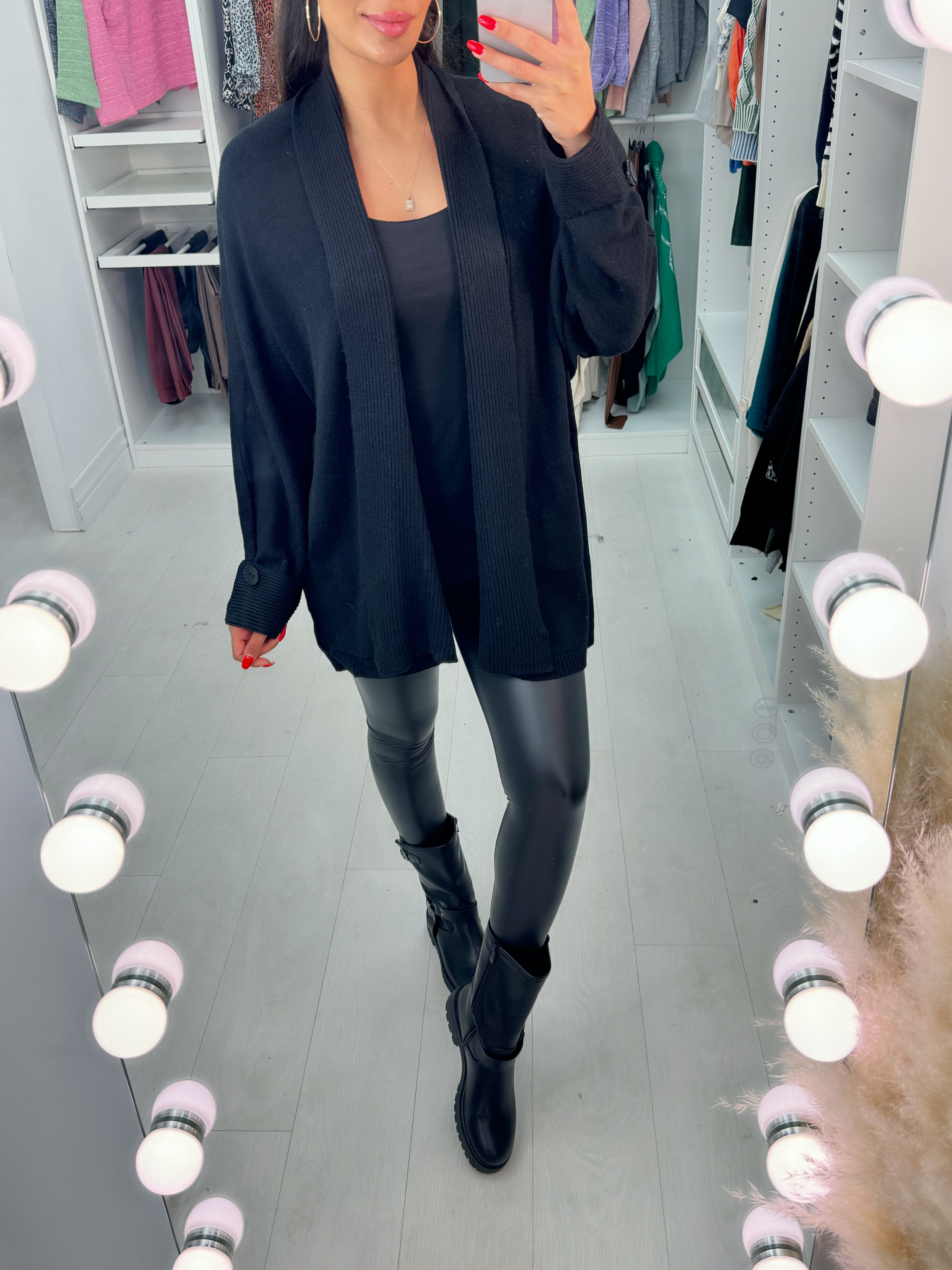 Iesha Rib Knit Button Detail Cardigan