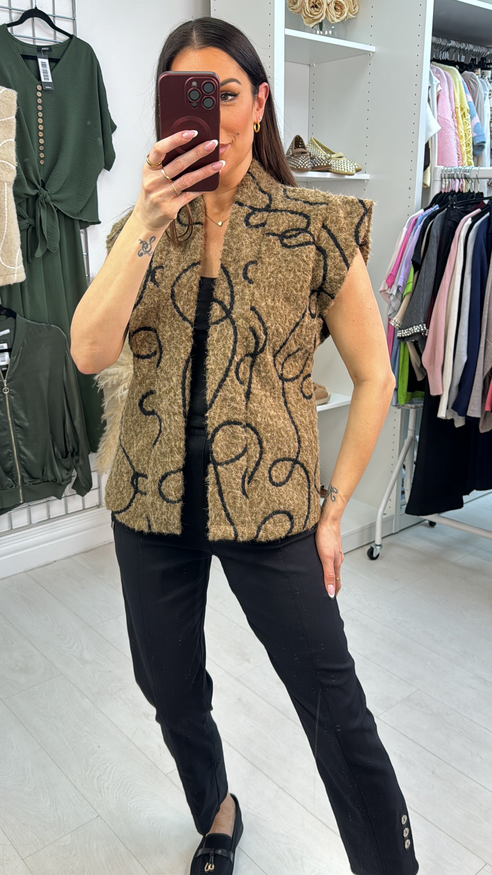 Emilio Swirl Pattern Open Front Gilet