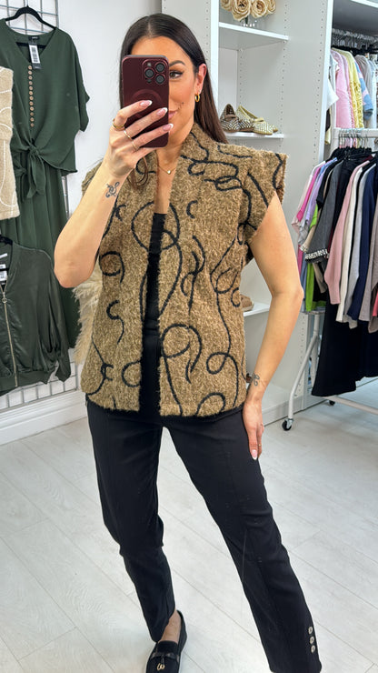 Emilio Swirl Pattern Open Front Gilet