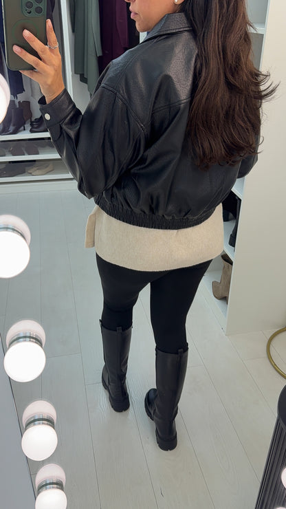 Janeva Faux Leather Zip Front Jacket