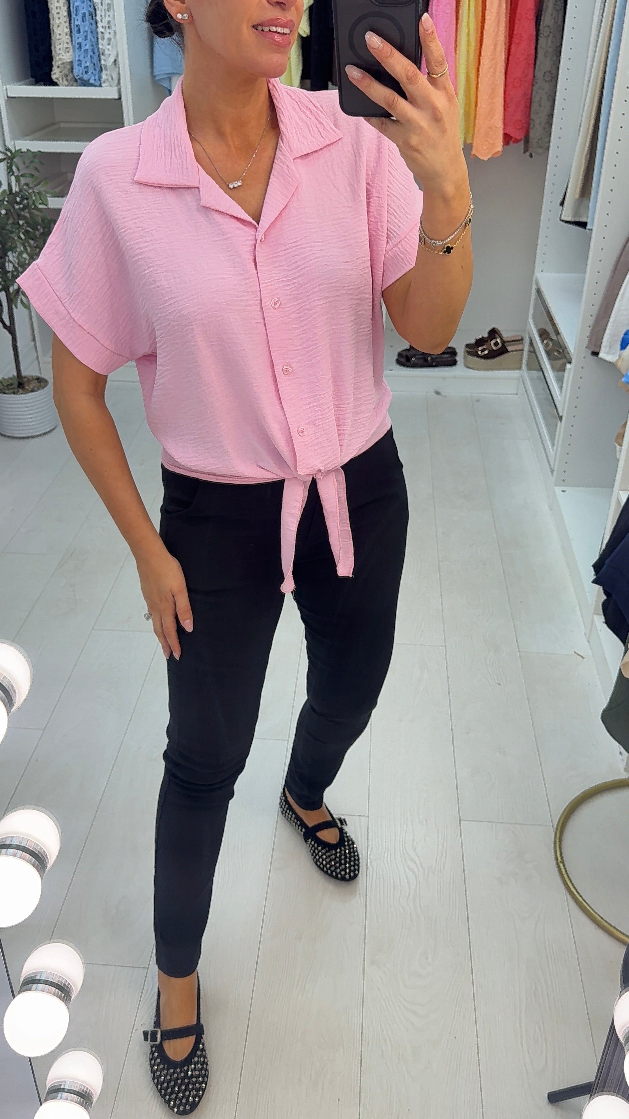 Giovana Plain Tie Front Shirt