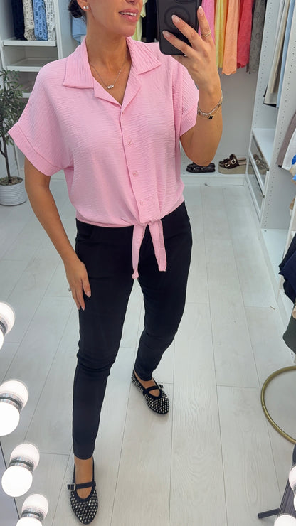 Giovana Plain Tie Front Shirt