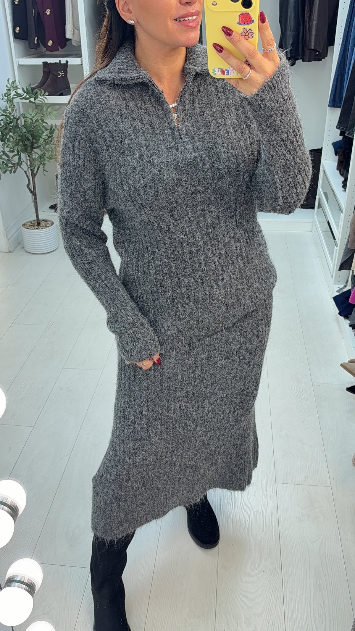 Leonore Ribbed Quarter Zip Skirt Co-Ord Set