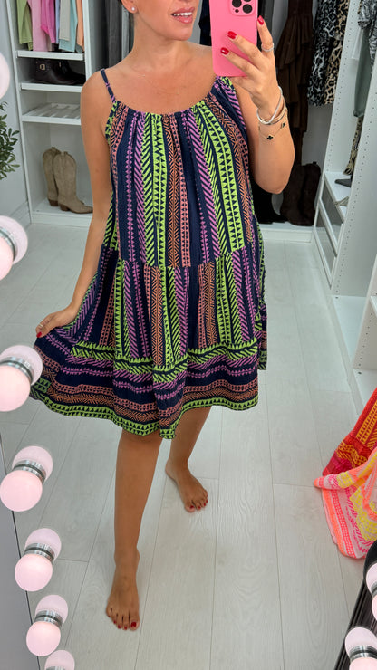 Denice Abstract Print Cheesecloth Midi Dress