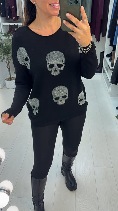 Natalie Skull Embellished Loose Fit Jumper