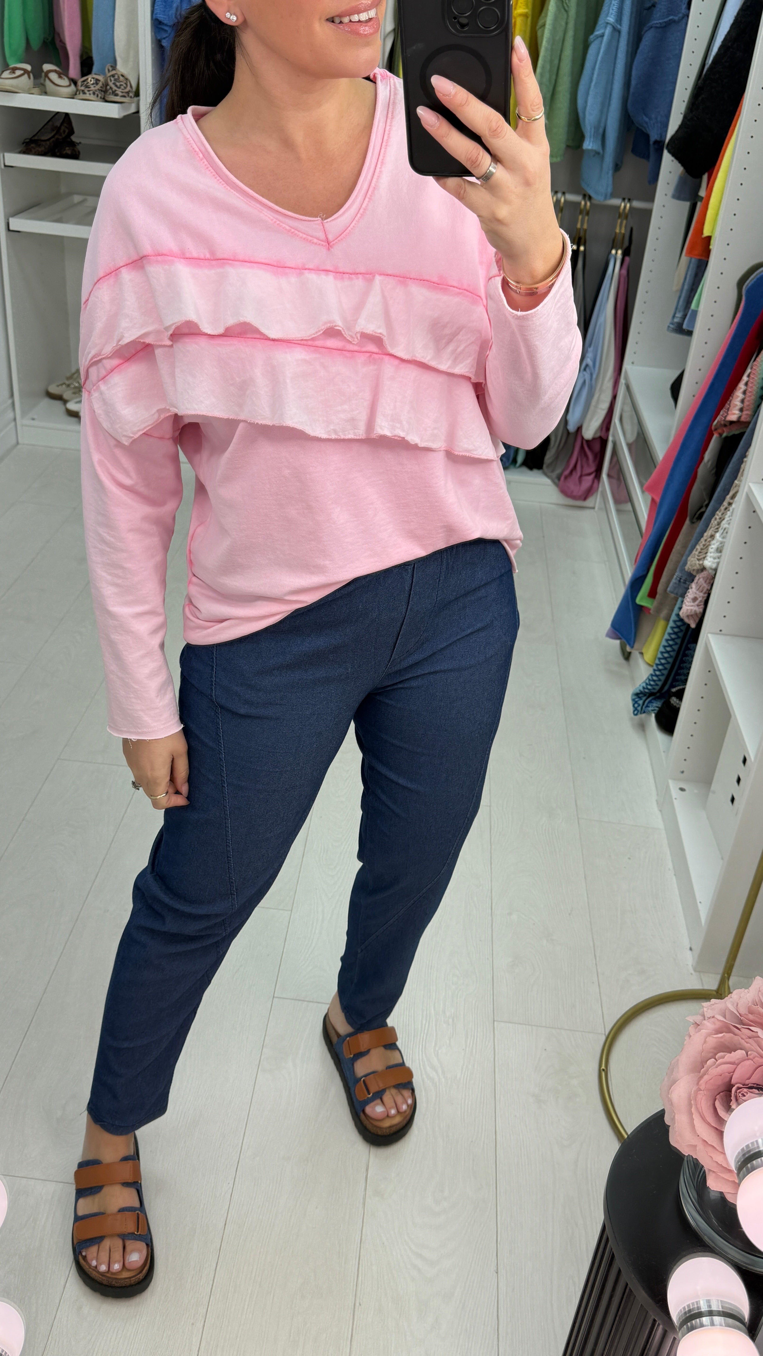 Marianna Plain Ruffle Detail top