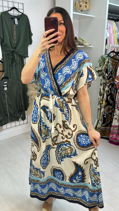 Immie Abstract Print V Neck Maxi Dress