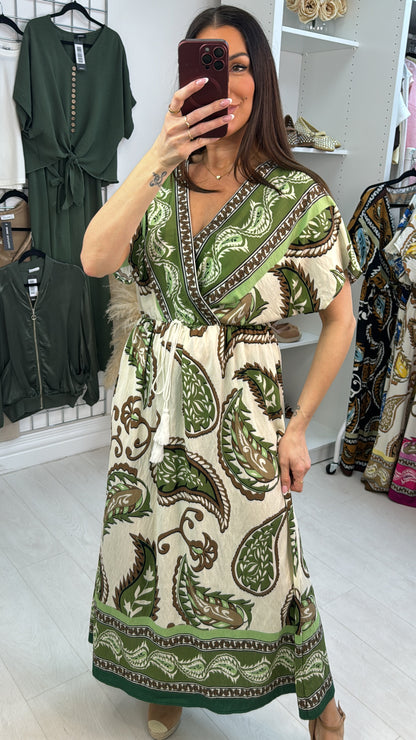 Immie Abstract Print V Neck Maxi Dress