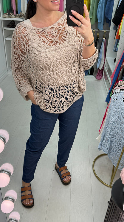 Sierra Plain Batwing Sleeve Crochet Top