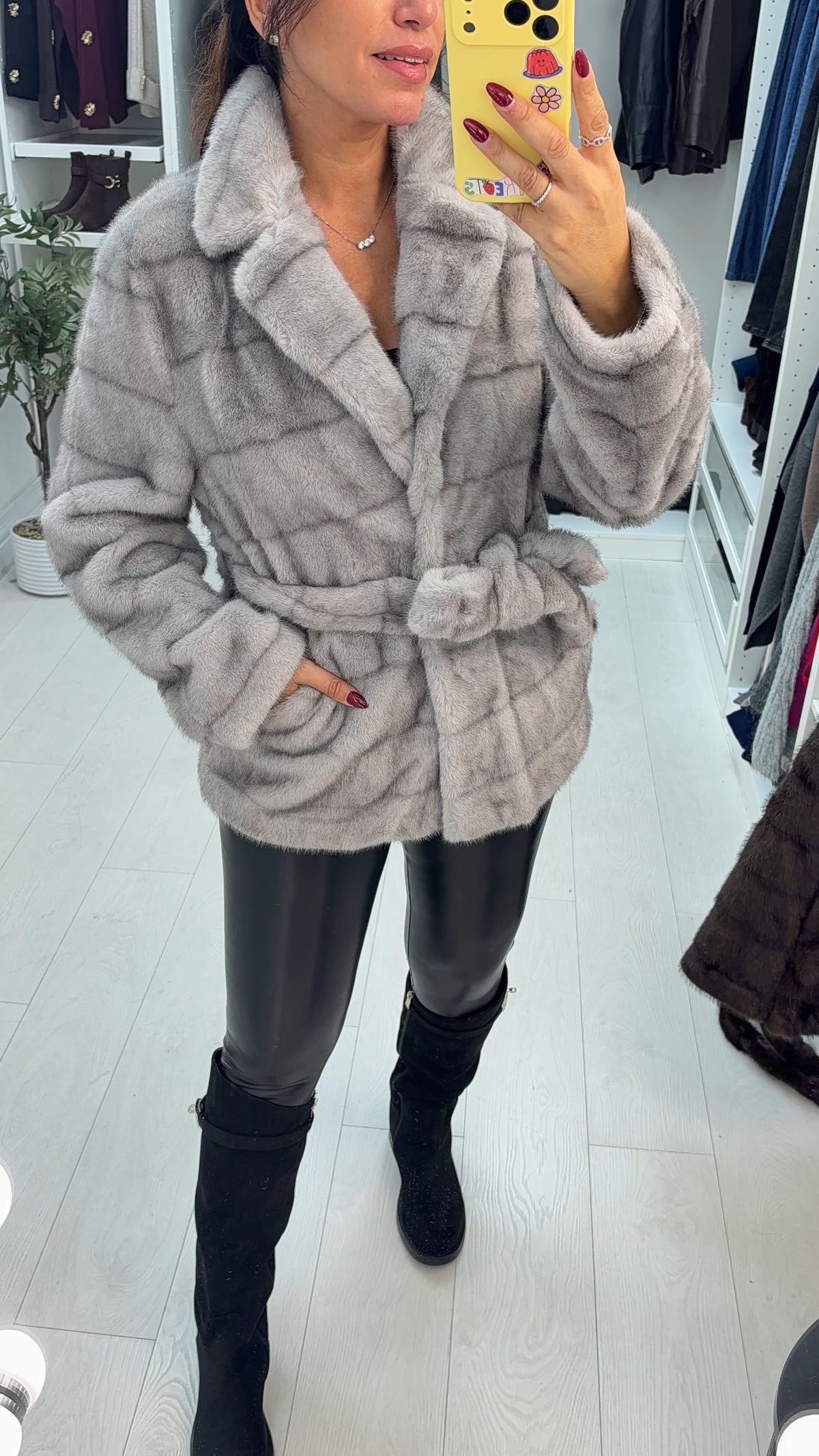 Isela Faux Fur Belted Jacket