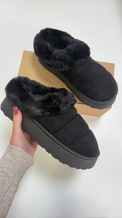 Eris Faux Fur Suede Platform Clogs