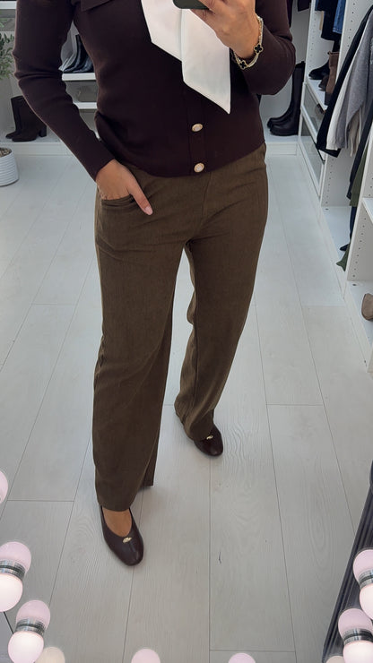 Eleni Plain Corduroy Straight Leg Trousers