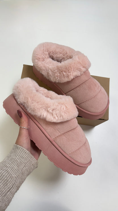 Eris Faux Fur Suede Platform Clogs