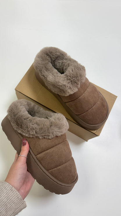 Eris Faux Fur Suede Platform Clogs