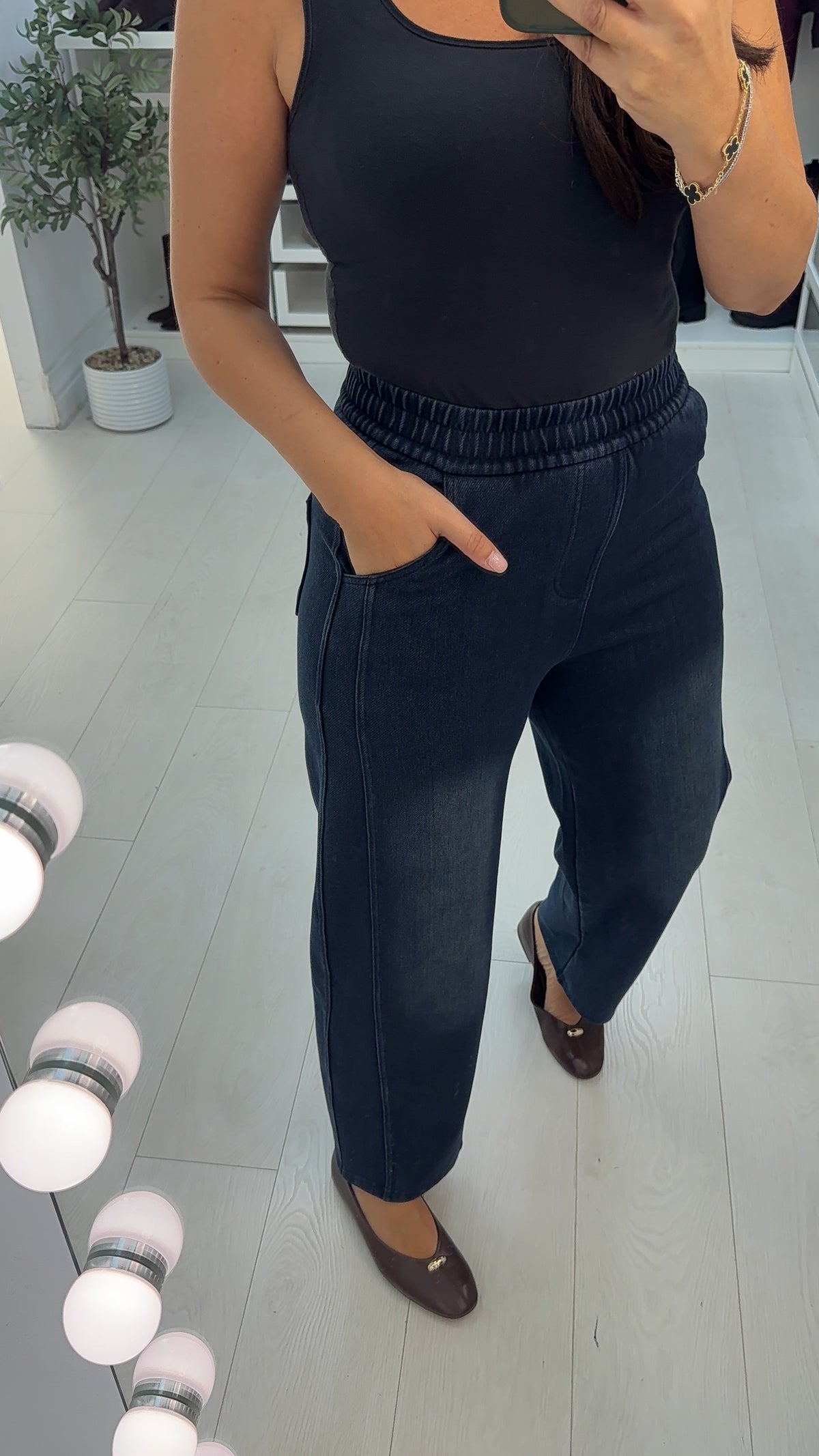 Glorielle Elasticated Waist Denim Trousers