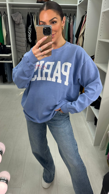 Nima Round Neck PARIS Slogan Sweatshirt