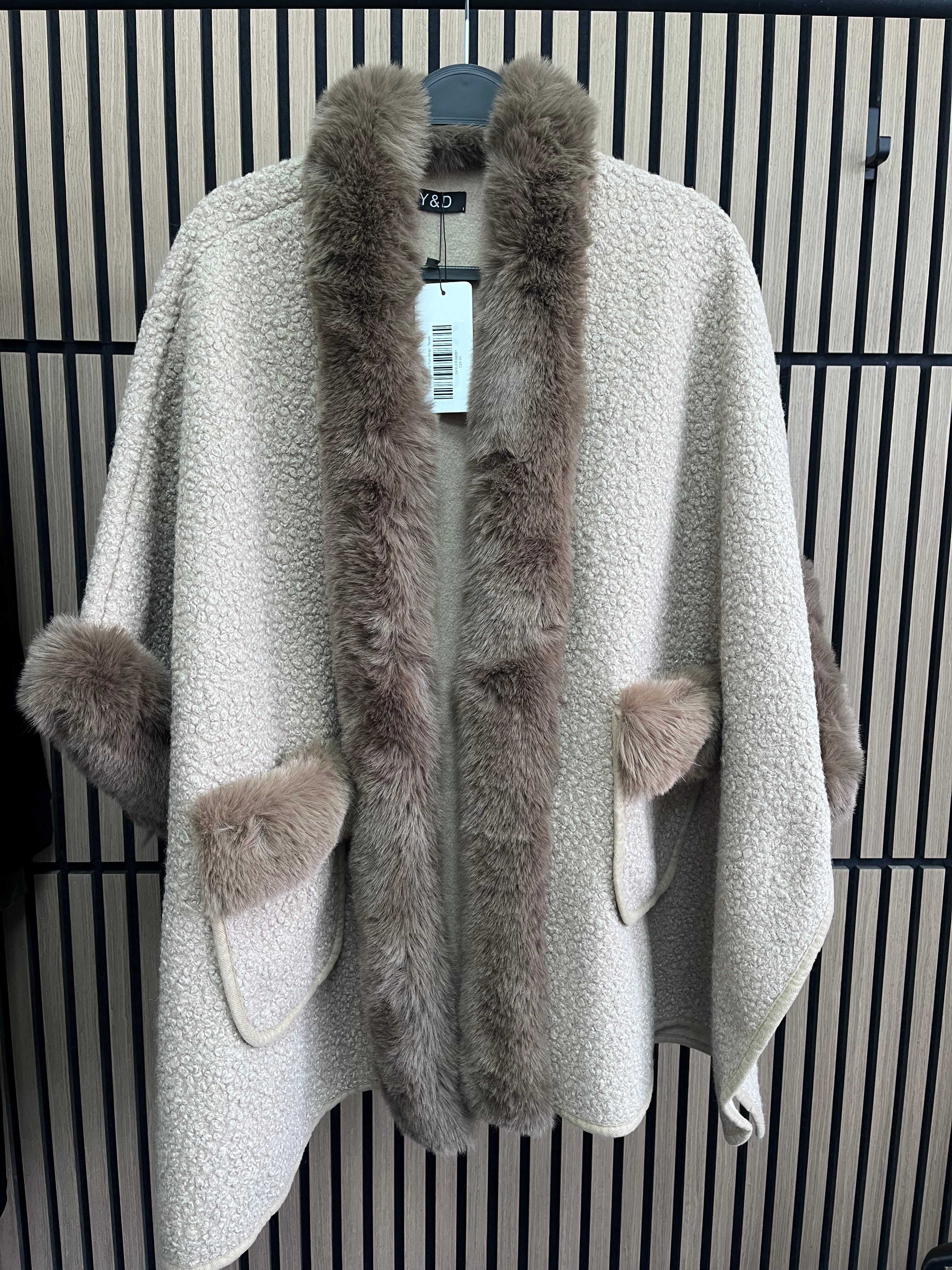 Skyler Faux Fur Trim Wrap