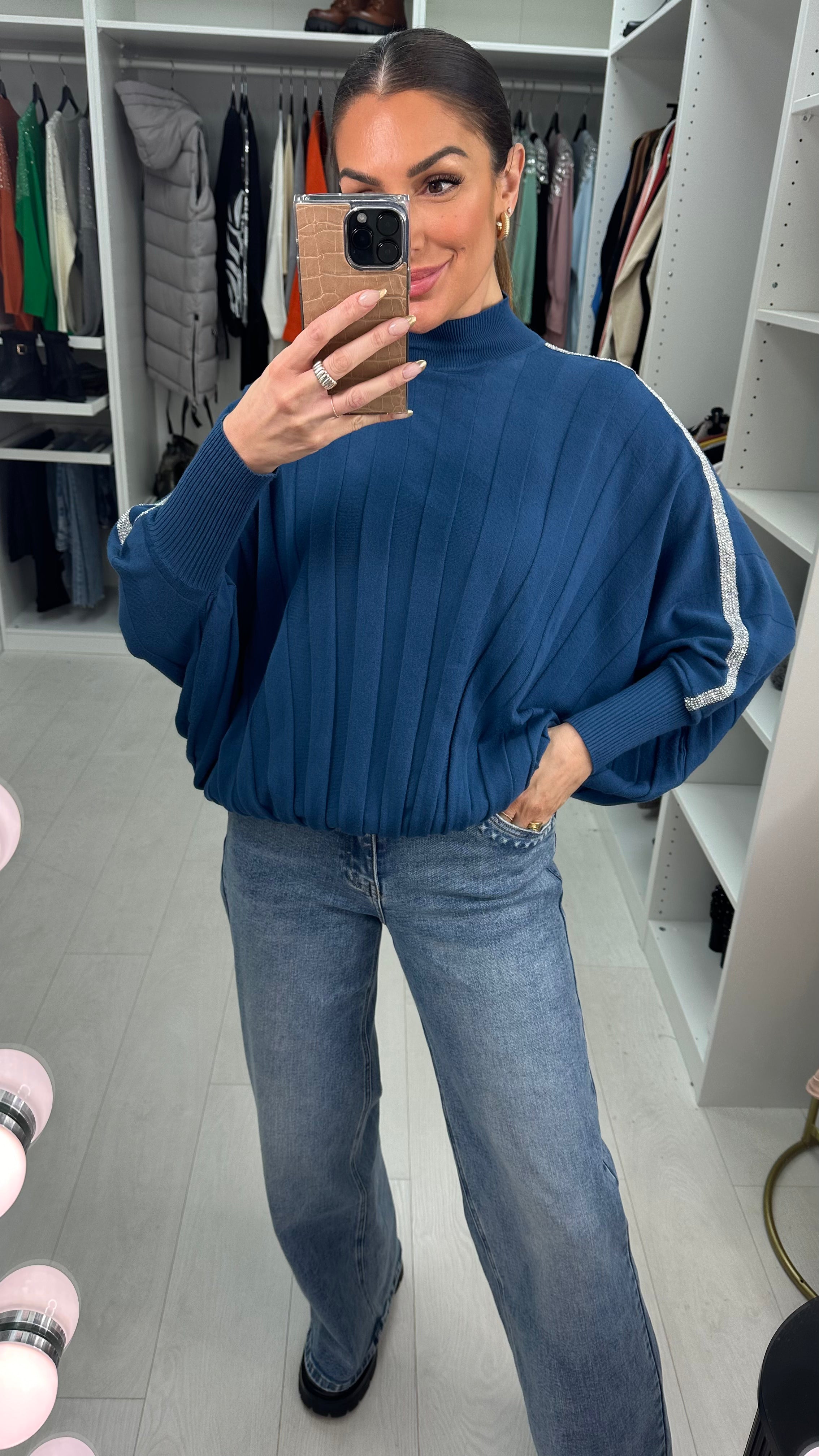 Estelita Ribbed Plain Batwing Super Soft Knit Jumper