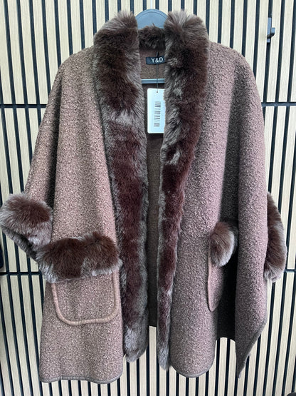 Skyler Faux Fur Trim Wrap