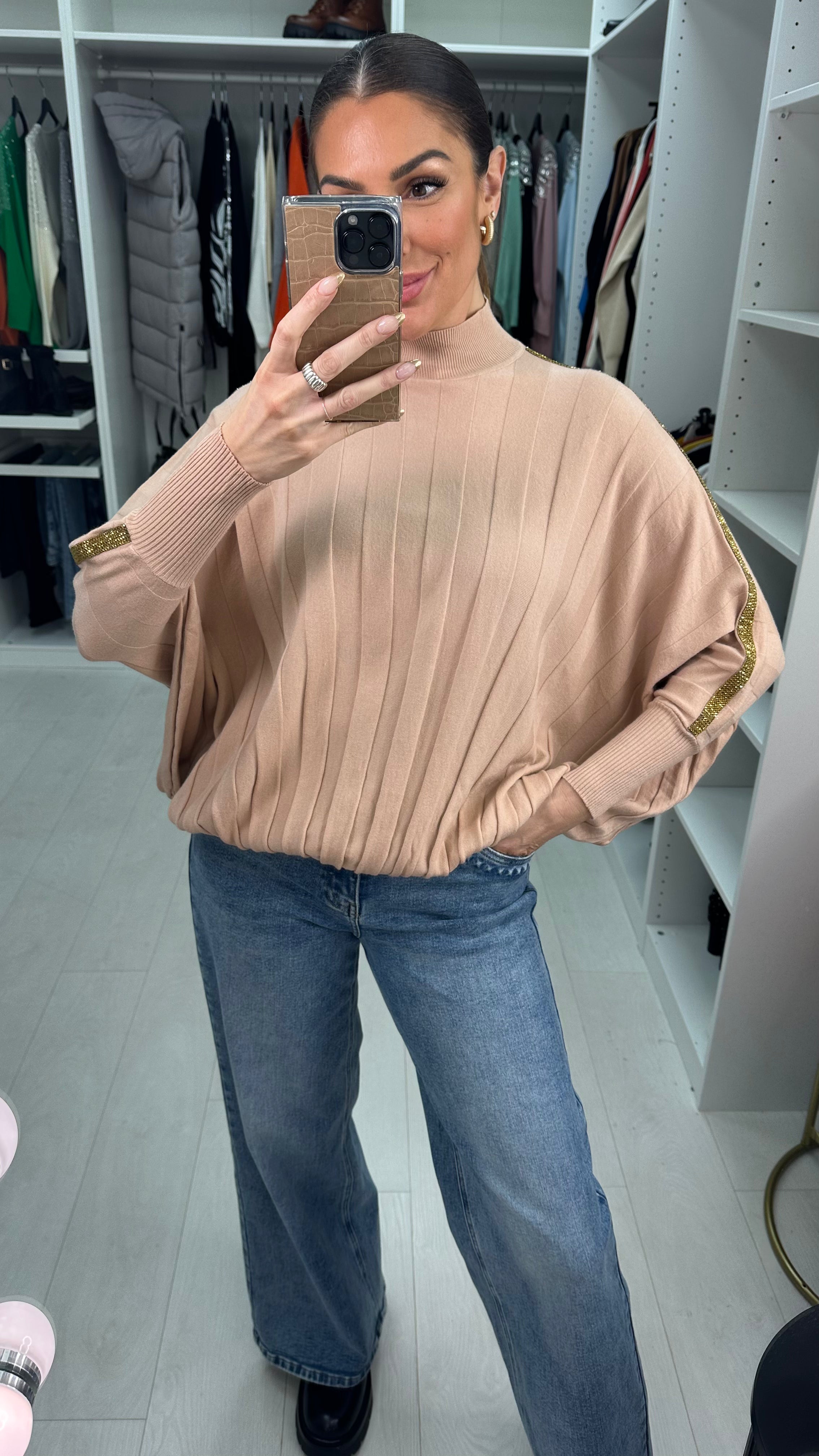 Estelita Ribbed Plain Batwing Super Soft Knit Jumper