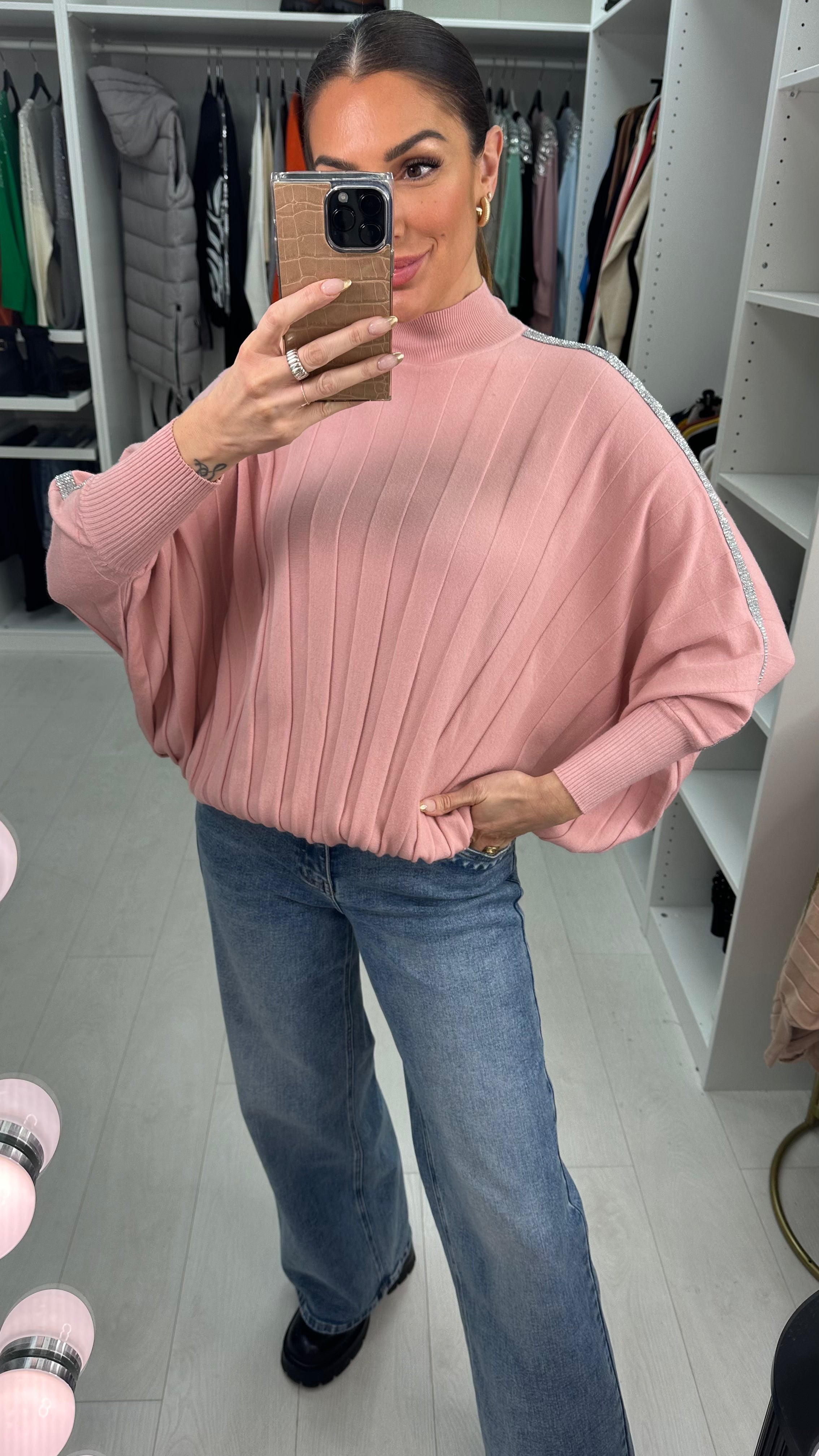 Estelita Ribbed Plain Batwing Super Soft Knit Jumper