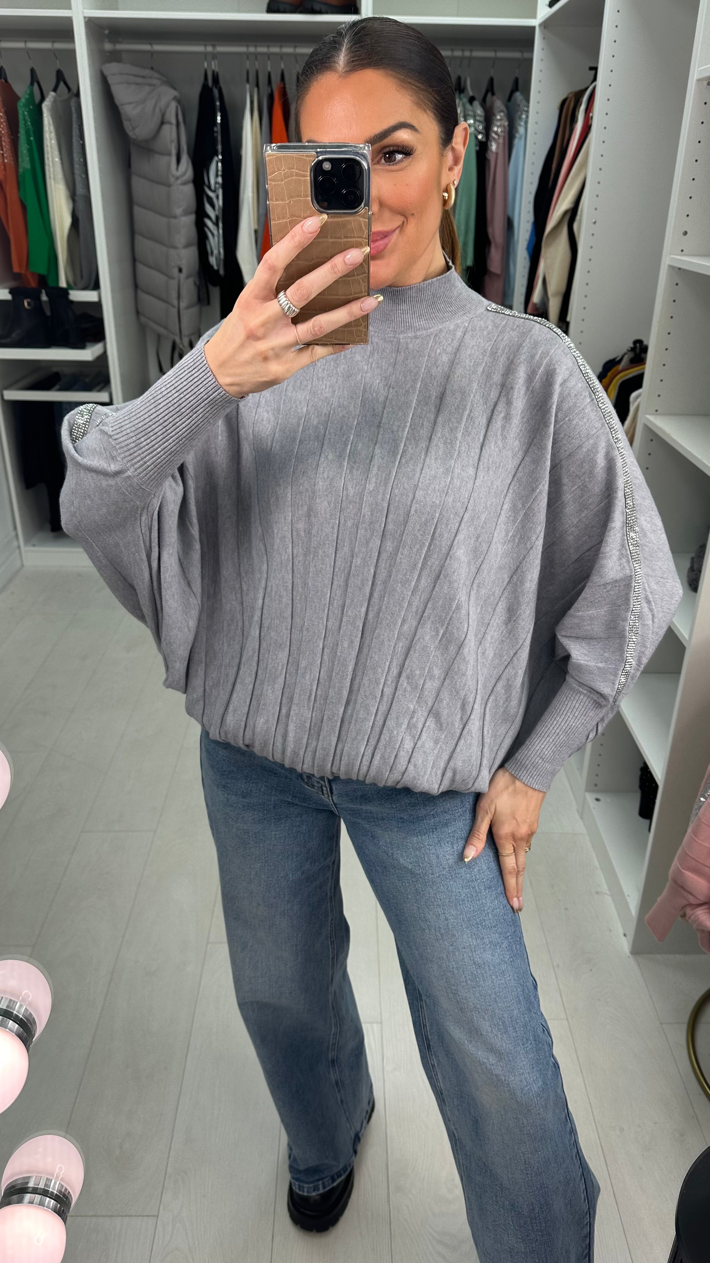 Estelita Ribbed Plain Batwing Super Soft Knit Jumper