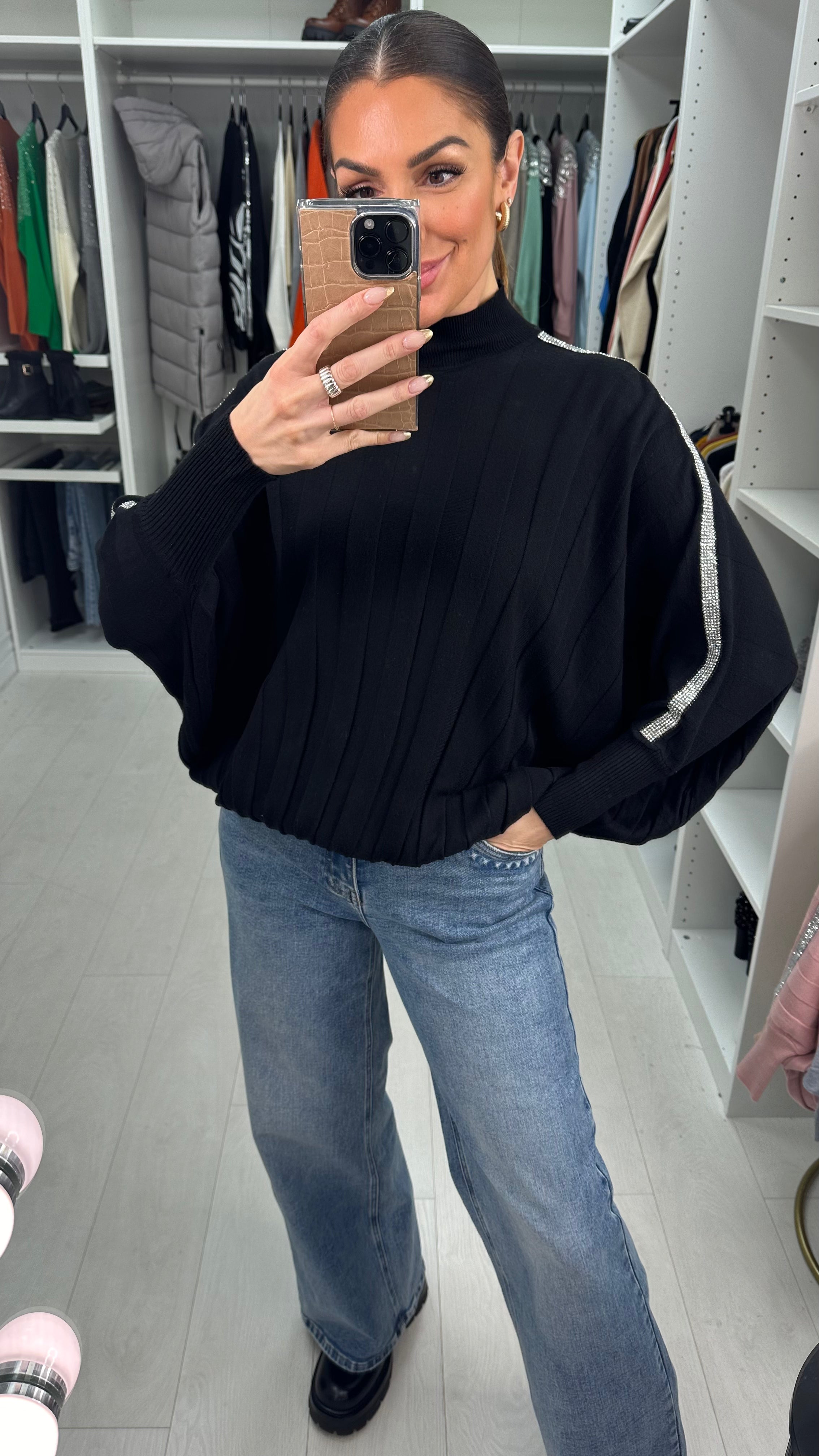 Estelita Ribbed Plain Batwing Super Soft Knit Jumper