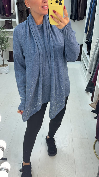 Francis Plain Diamante Embellished Scarf Jumper