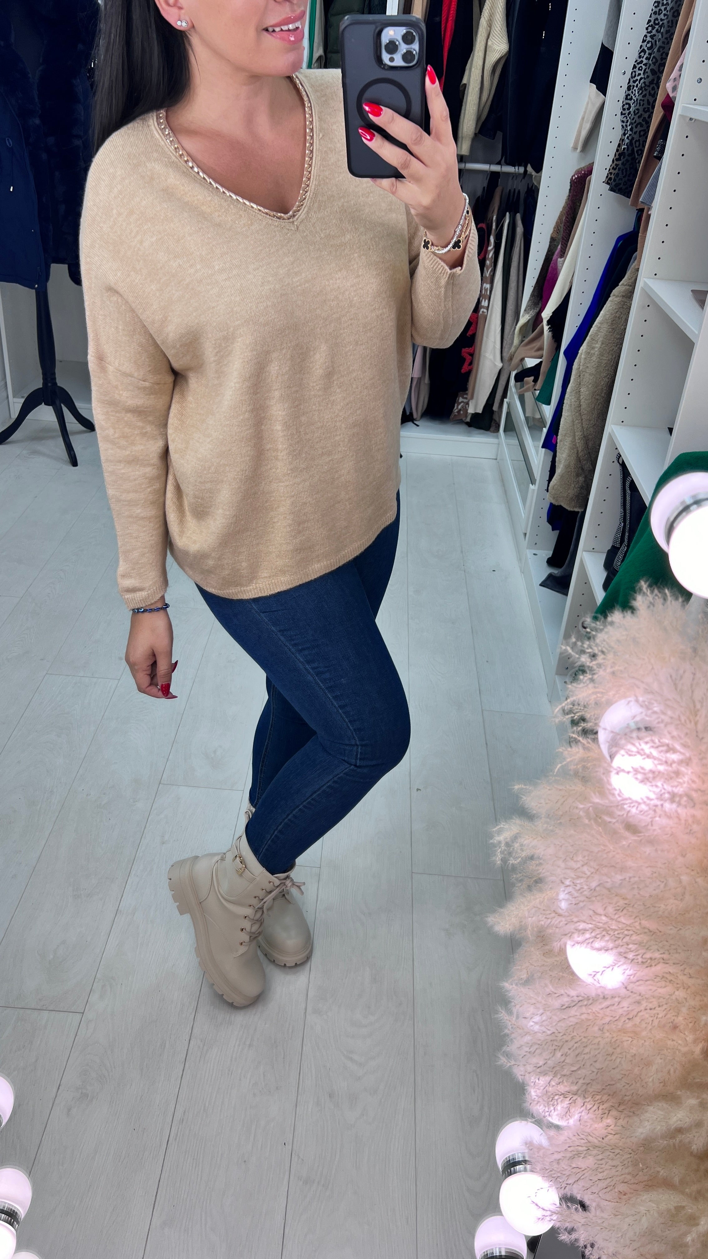 Mabel Chain Neckline Soft Knit Jumper