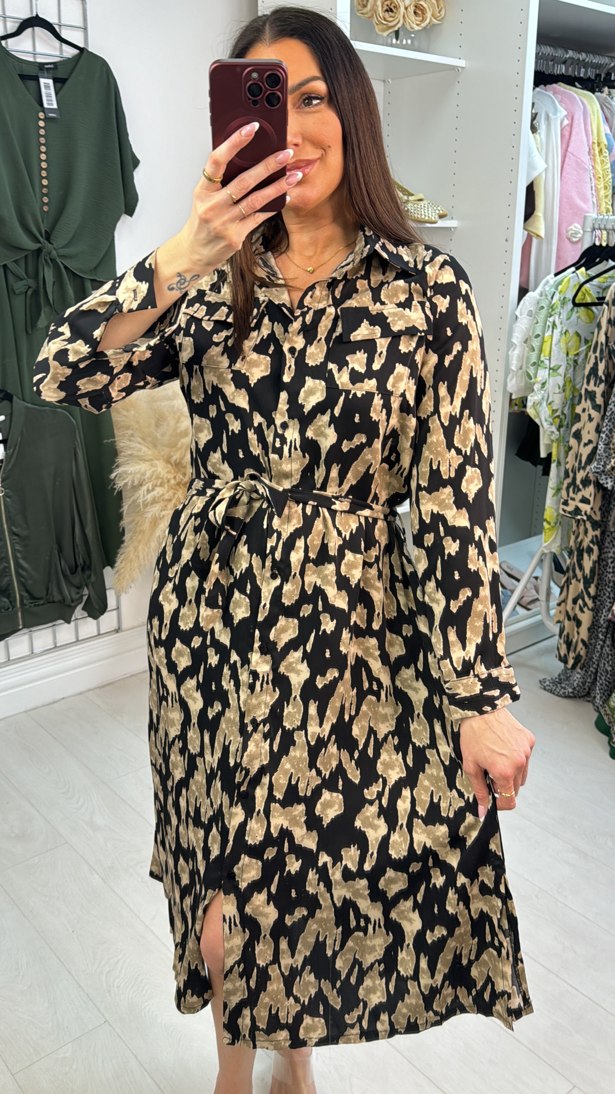 Rosalee Smudge Print Shirt Dress