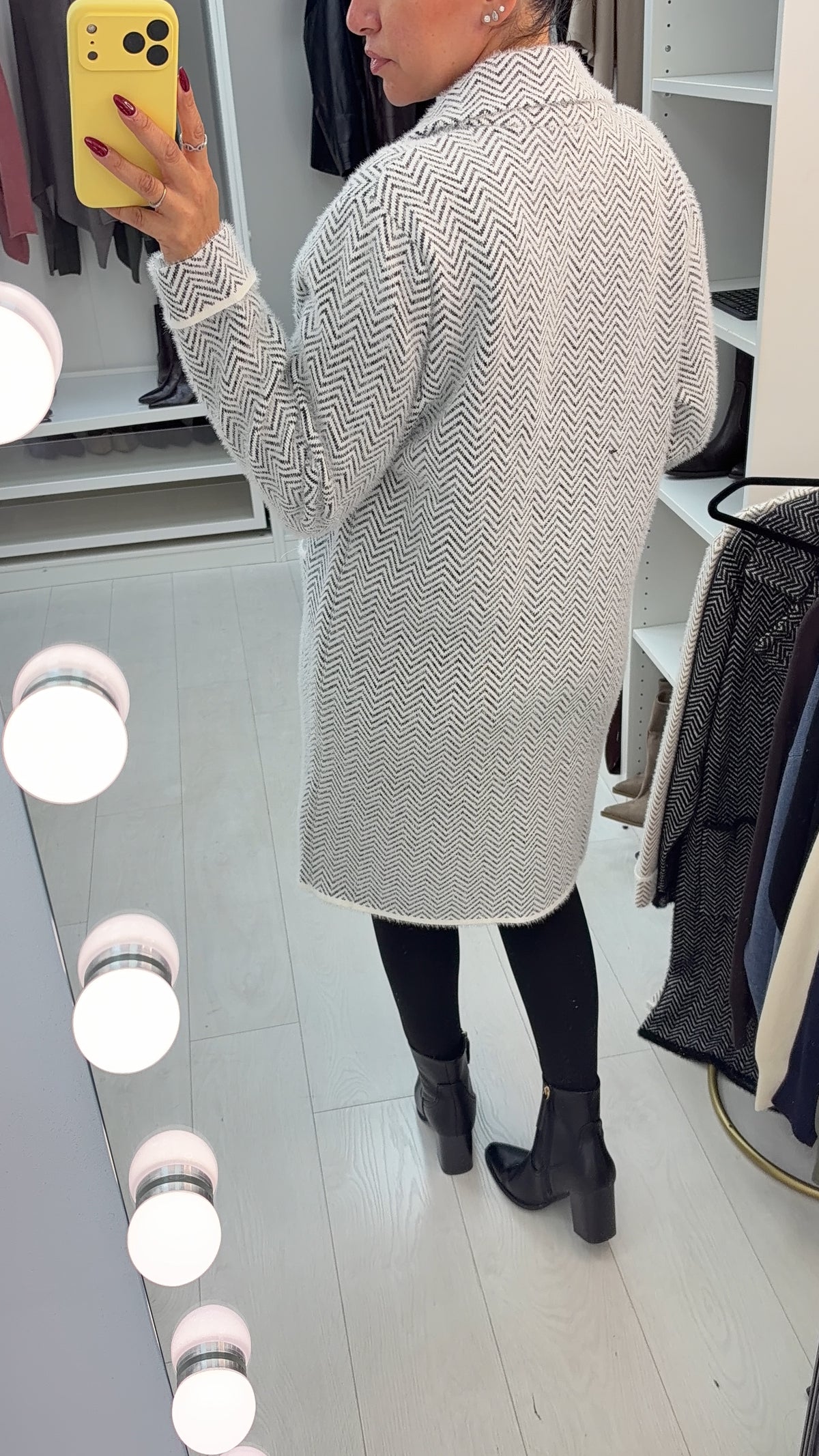 Tammi Zig Zag Detailed Fluffy Cardi Coat