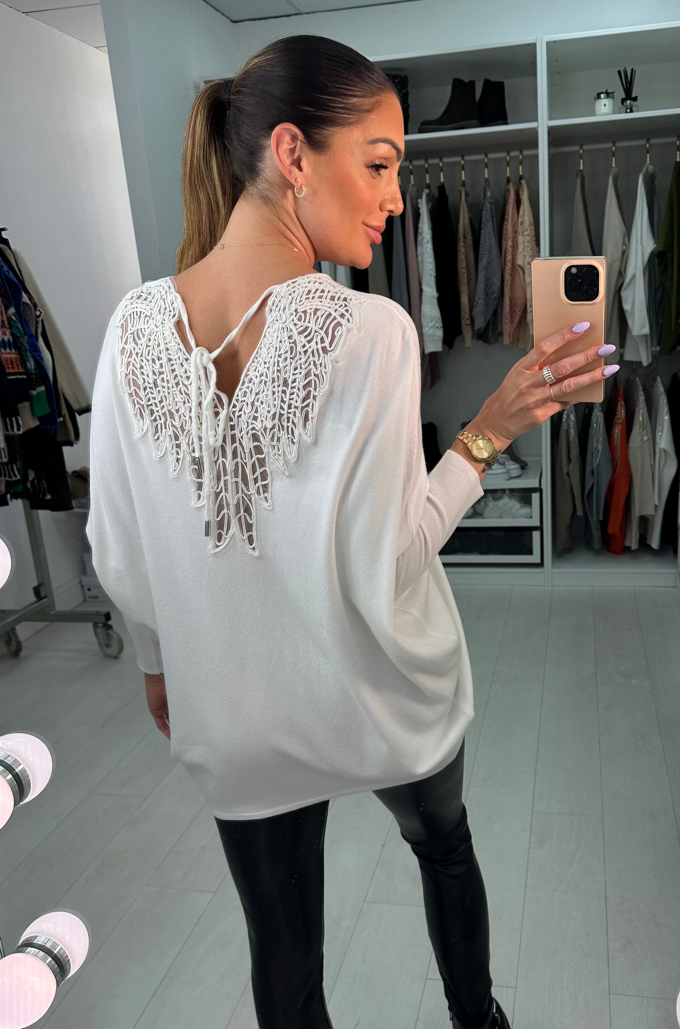 Layley V-Neck Back Detail Knit Jumper