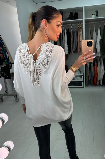Layley V-Neck Back Detail Knit Jumper