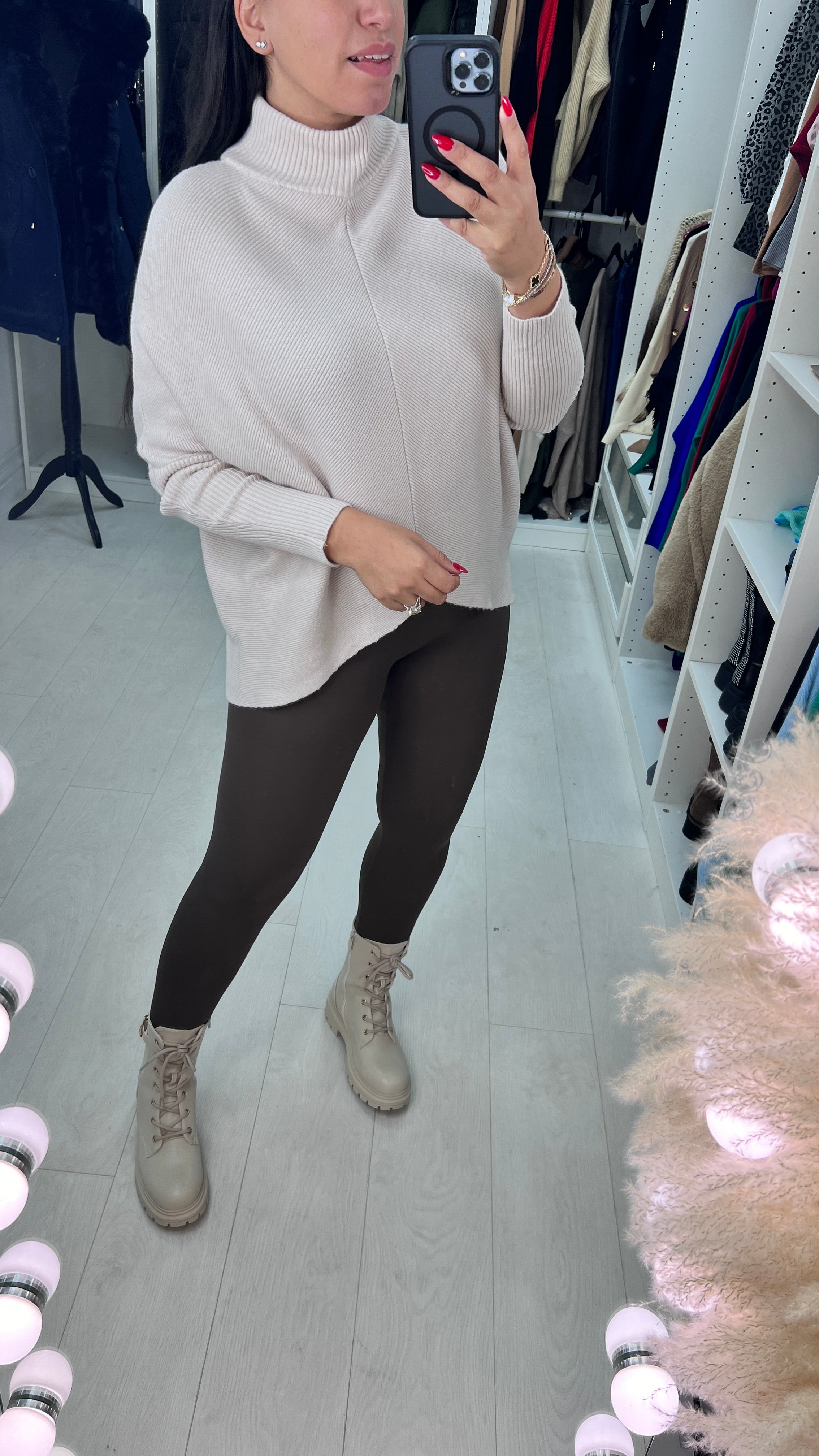 Rokeby Ribbed High Collar Batwing Jumper