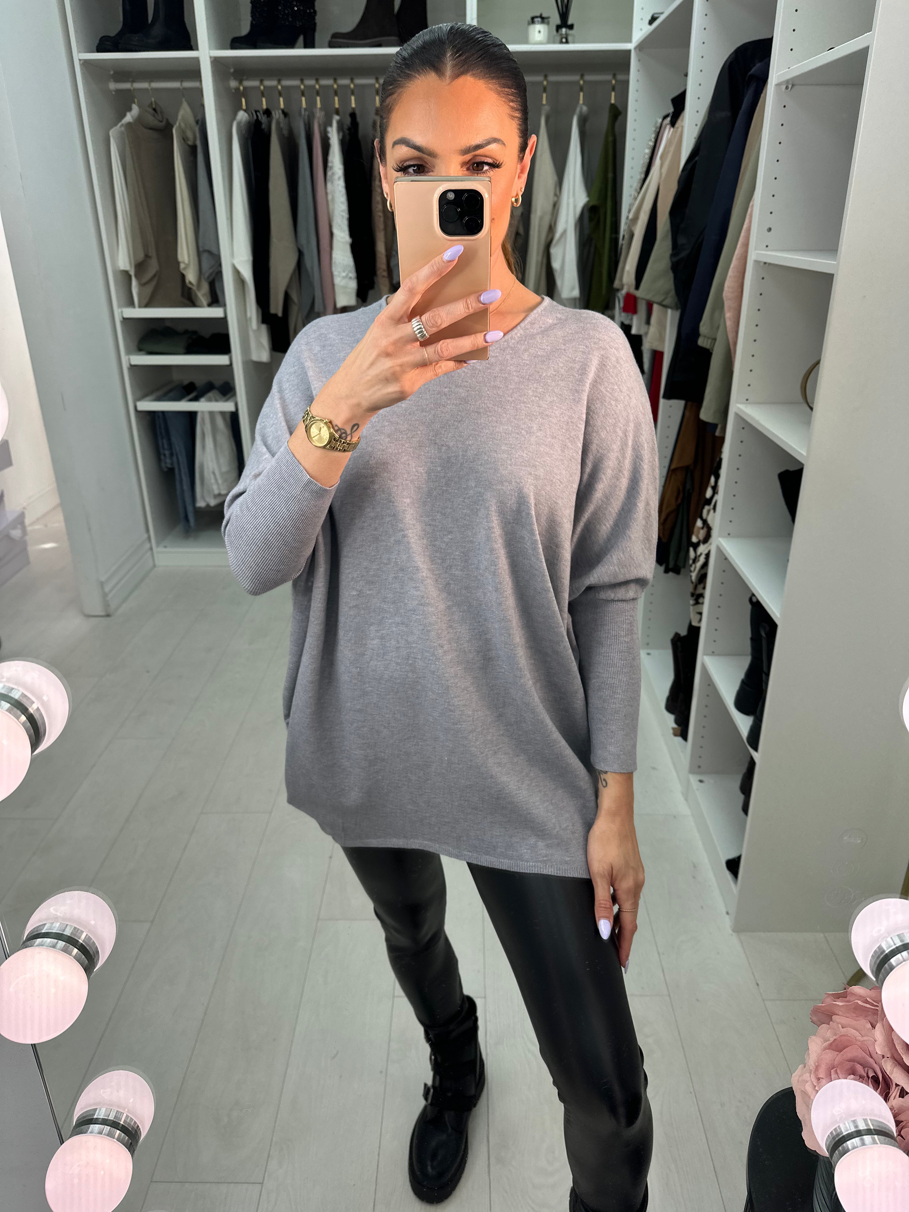 Layley V-Neck Back Detail Knit Jumper