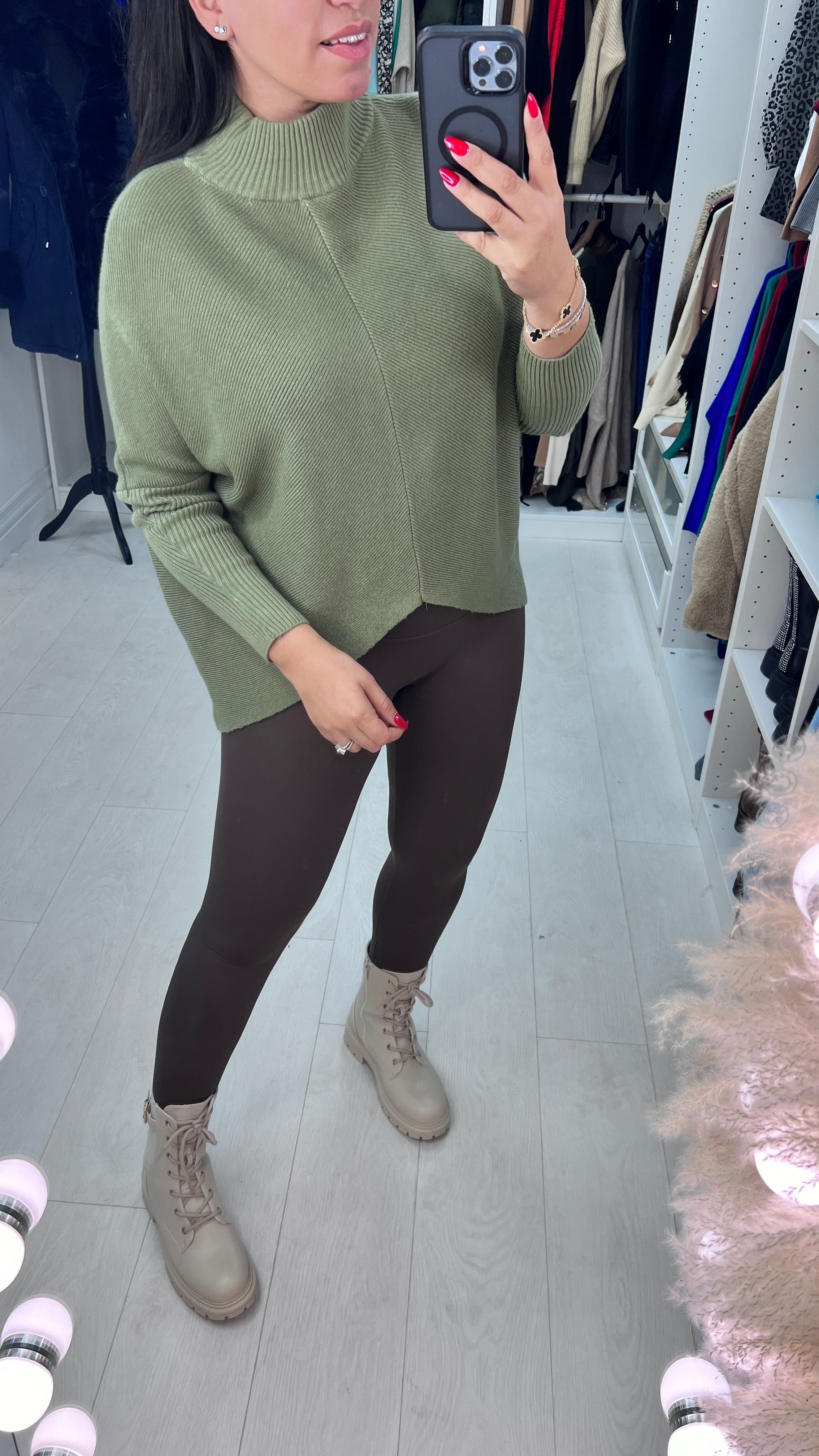 Rokeby Ribbed High Collar Batwing Jumper