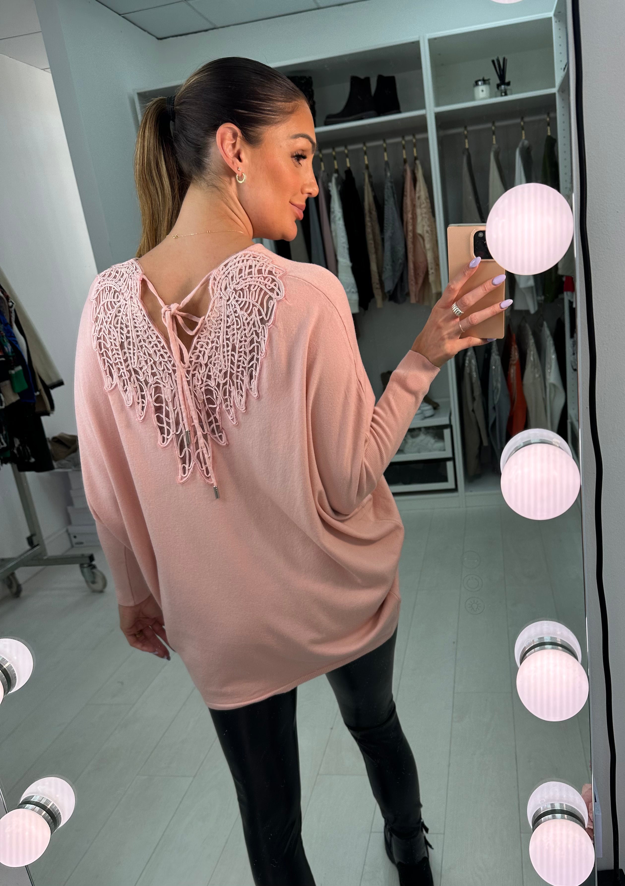 Layley V-Neck Back Detail Knit Jumper