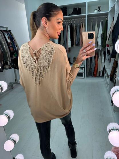 Layley V-Neck Back Detail Knit Jumper